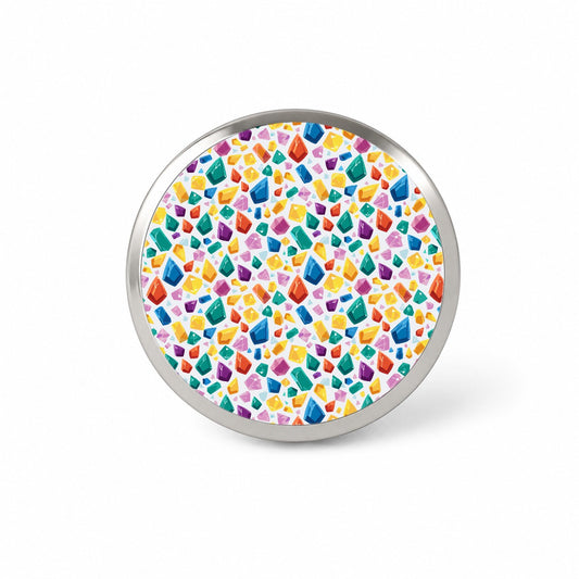 Crystals Gems Gemstones Colorful Pattern Novelty Hat Backpack Lapel Pin