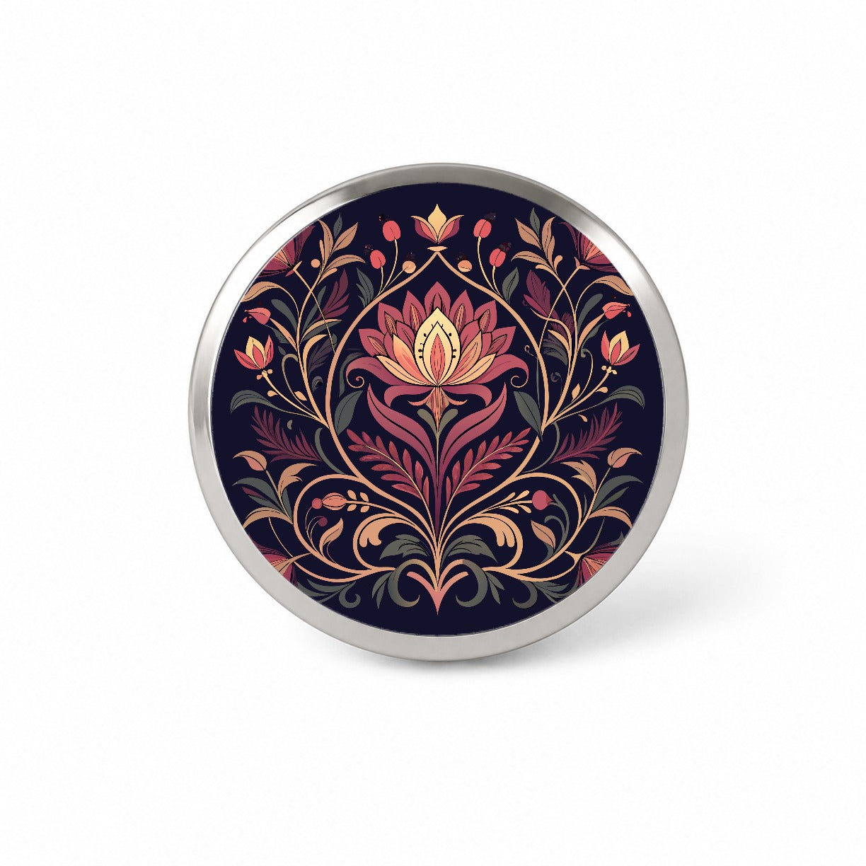 Dark Floral Art Nouveau Flowers Elegant Novelty Hat Backpack Lapel Pin