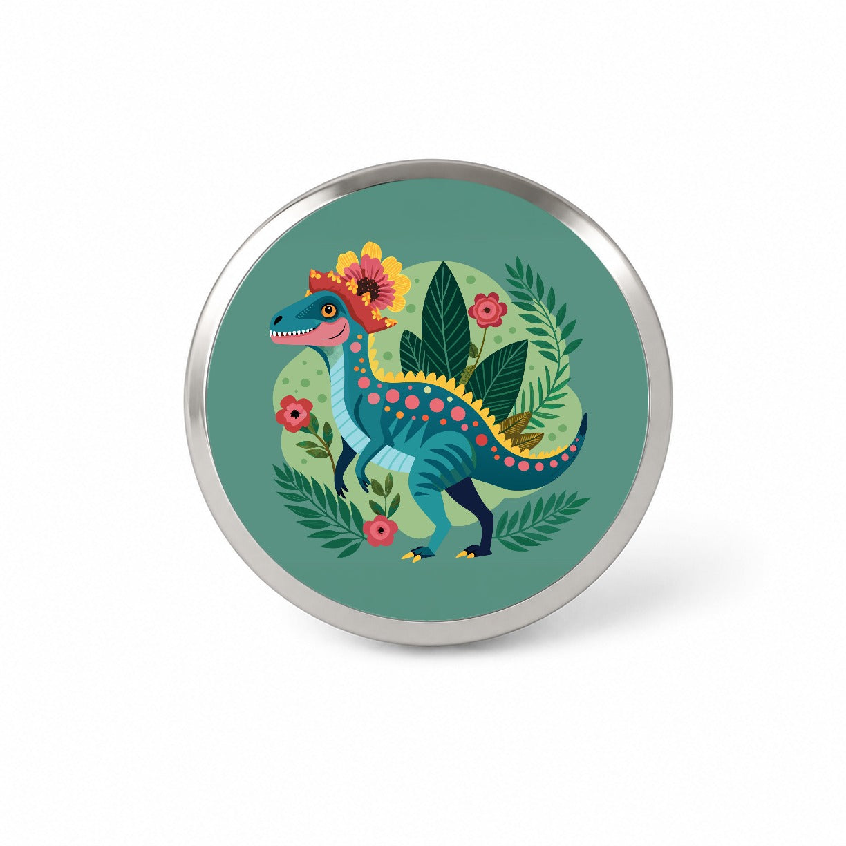 Dinosaur Floral Flowers Funny Novelty Hat Backpack Lapel Pin