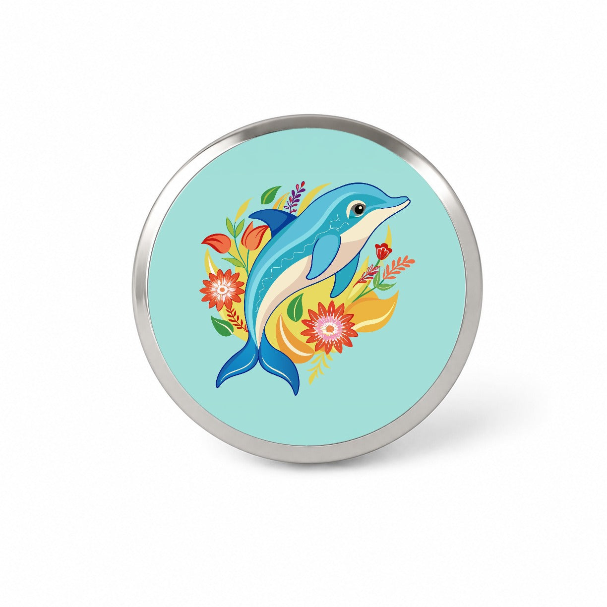 Dolphin Floral Flowers Novelty Hat Backpack Lapel Pin