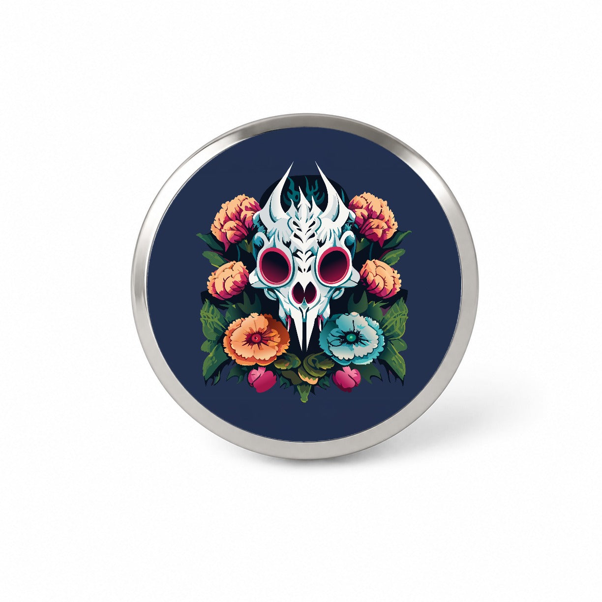 Dragon Skull and Flowers Novelty Hat Backpack Lapel Pin