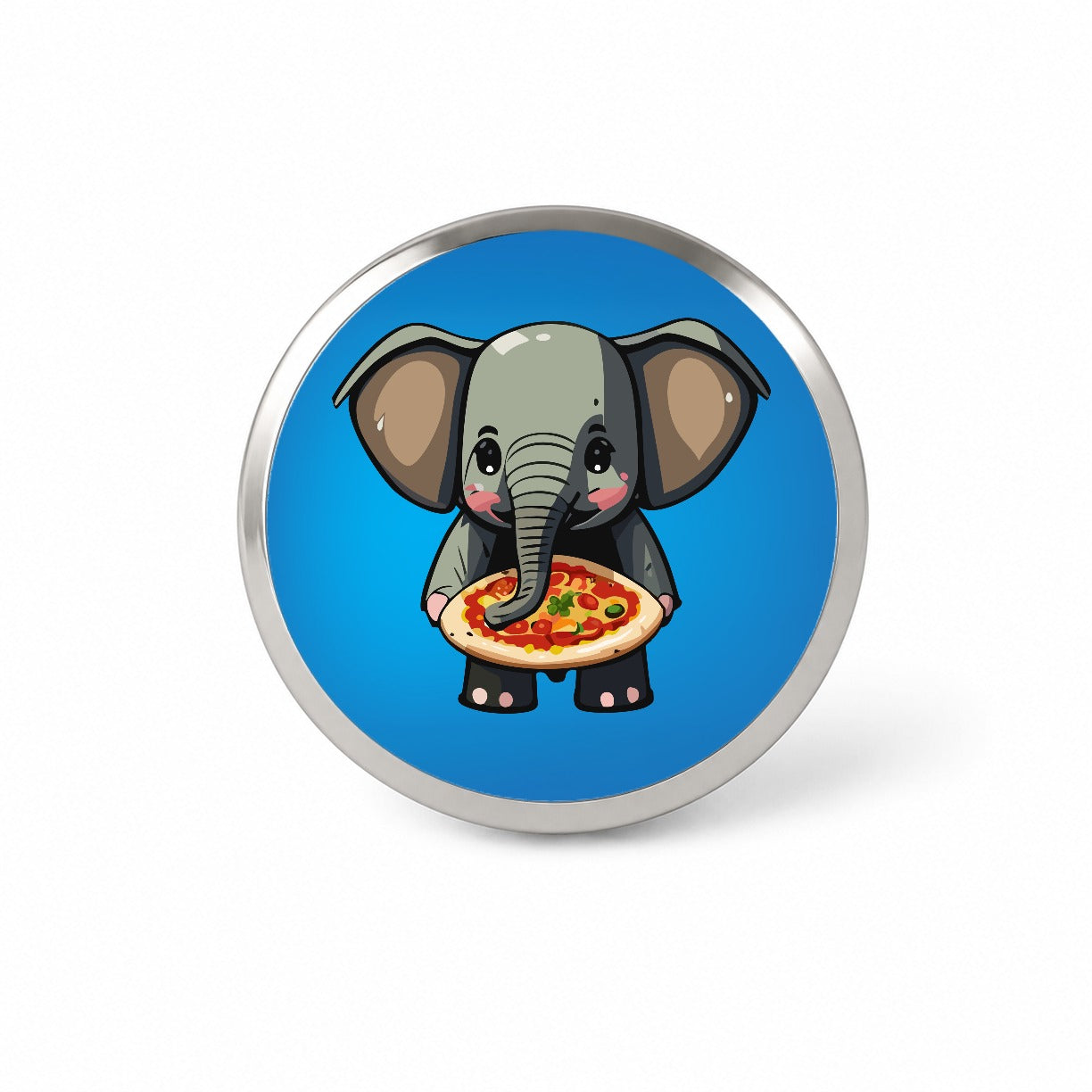 Elephant Eating Pizza Funny Novelty Hat Backpack Lapel Pin