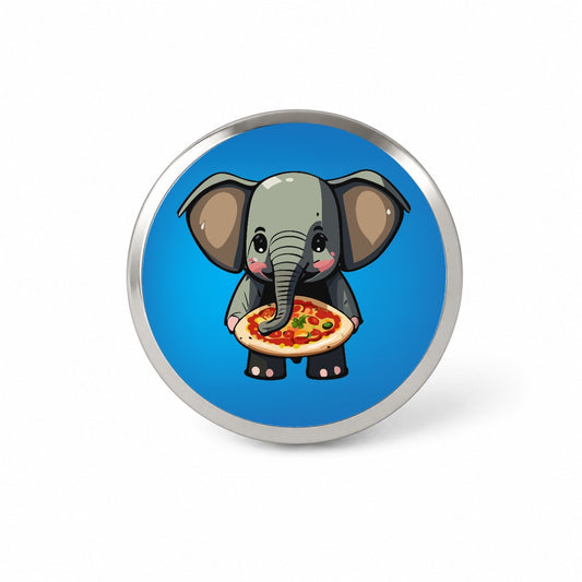 Elephant Eating Pizza Funny Novelty Hat Backpack Lapel Pin
