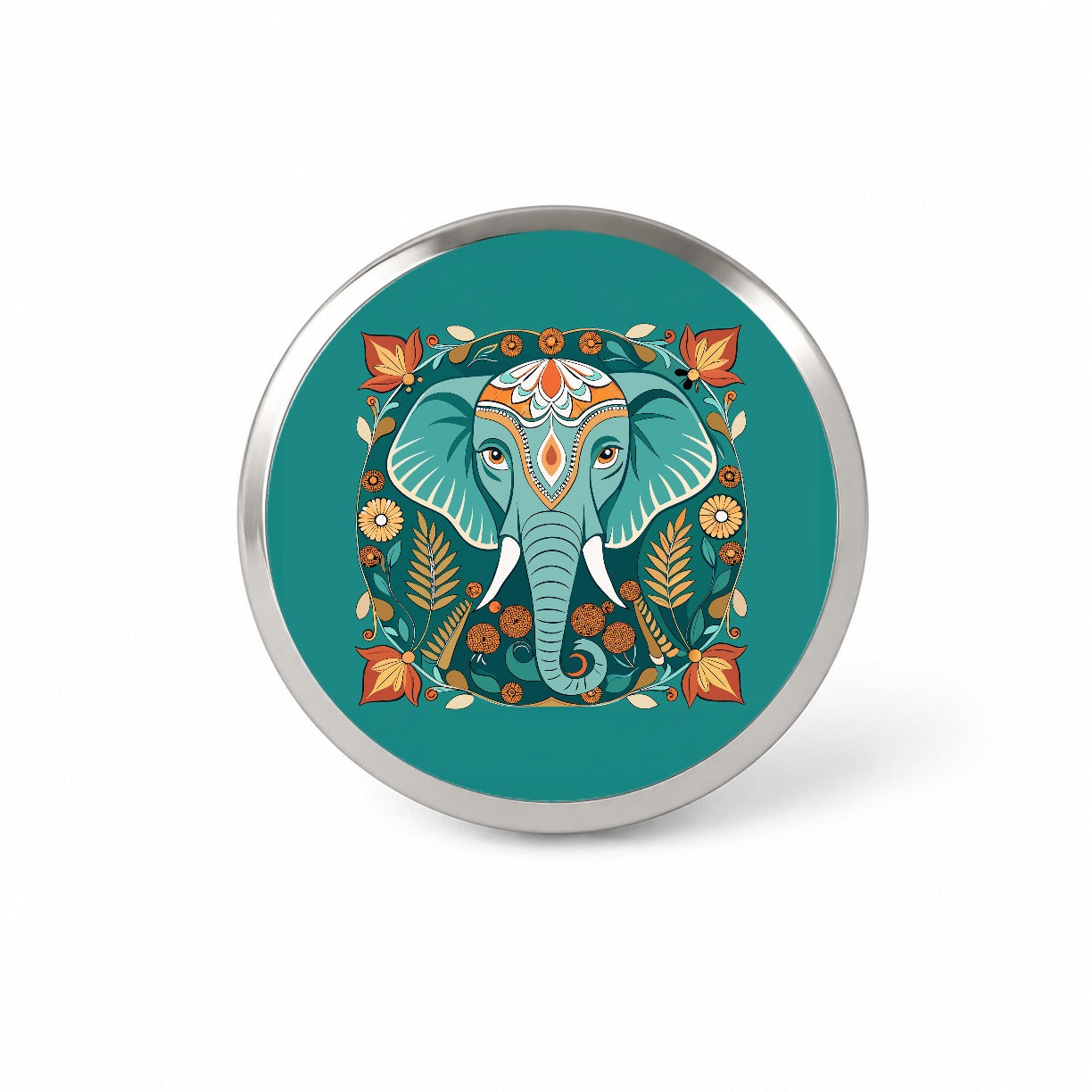 Elephant Floral Art Nouveau Flowers Elegant Novelty Hat Backpack Lapel Pin