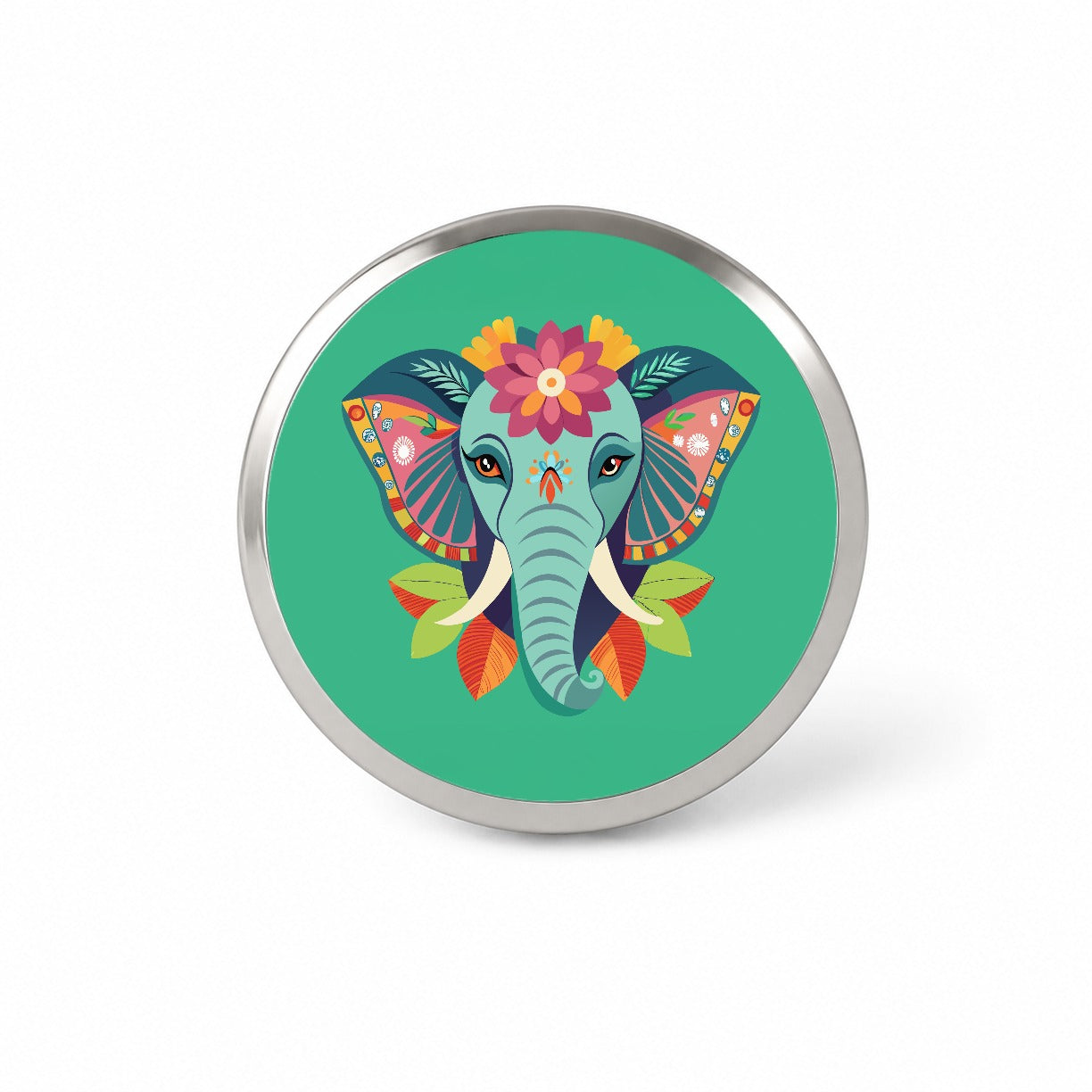 Elephant Head Floral Flowers Novelty Hat Backpack Lapel Pin
