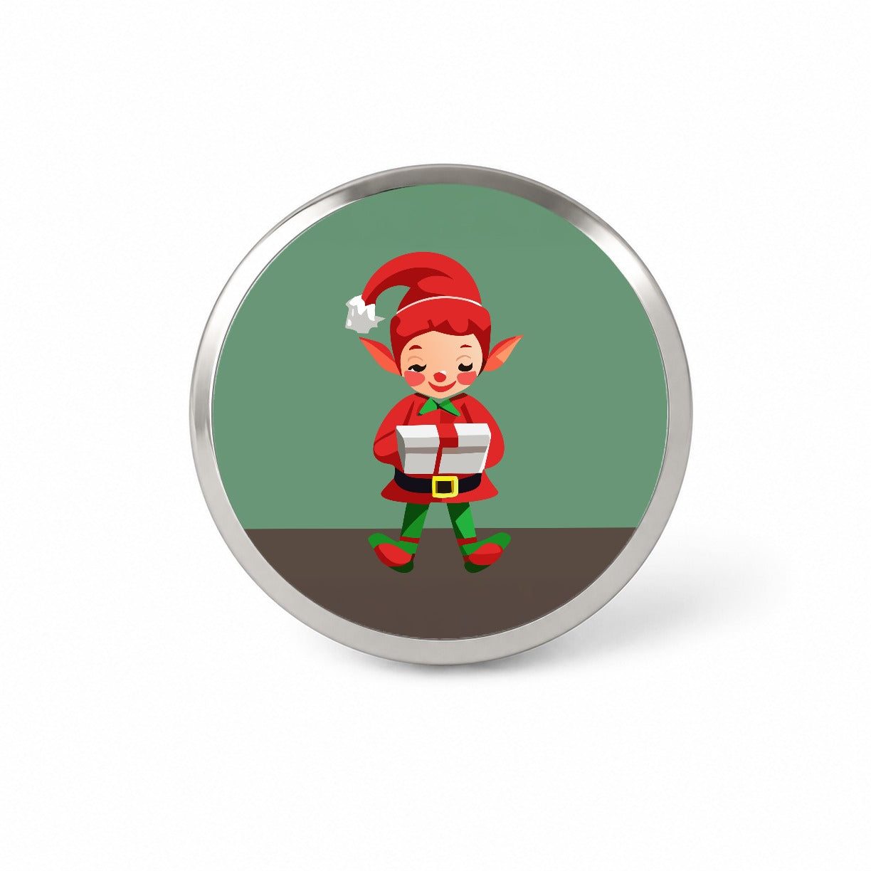 Elf Christmas Opening Present Novelty Hat Backpack Lapel Pin