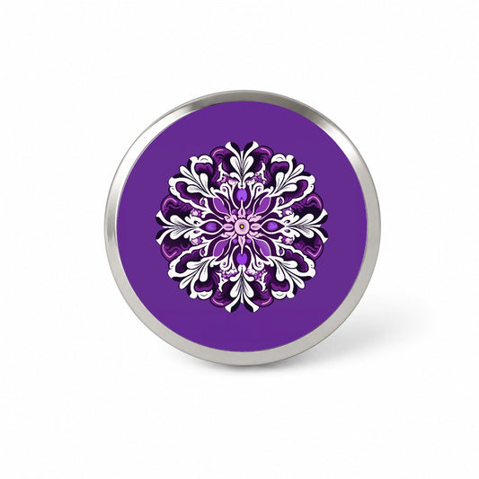 Floral Motif Mandala Purple Beautiful Novelty Hat Backpack Lapel Pin