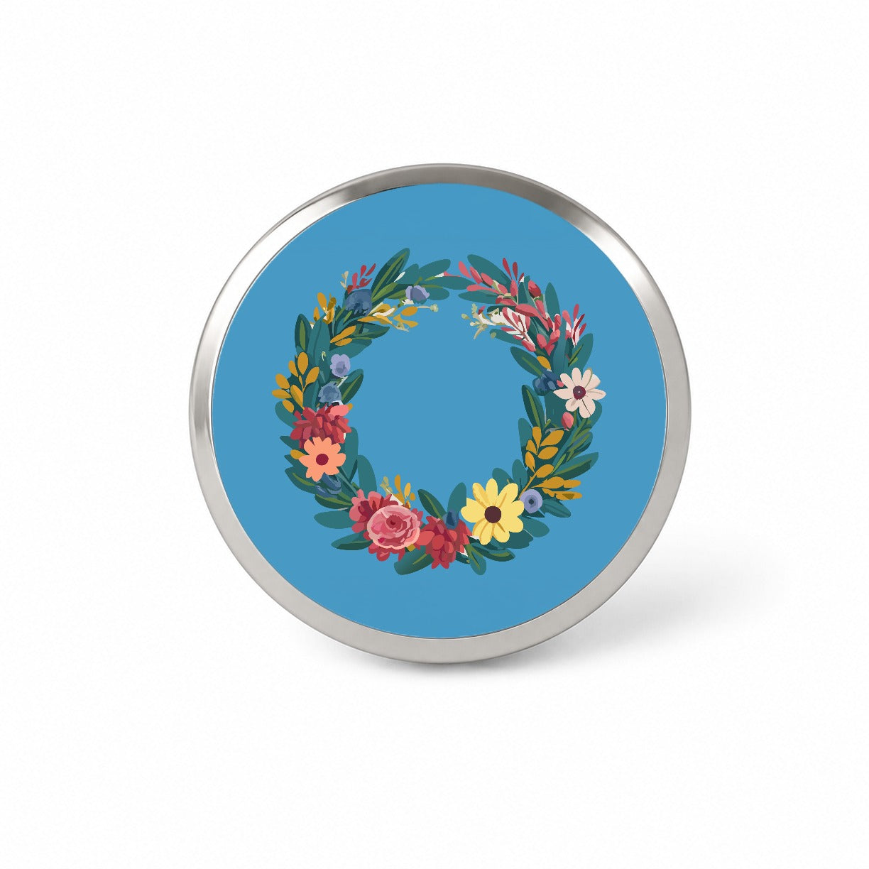 Floral Wreath Border Spring Novelty Hat Backpack Lapel Pin