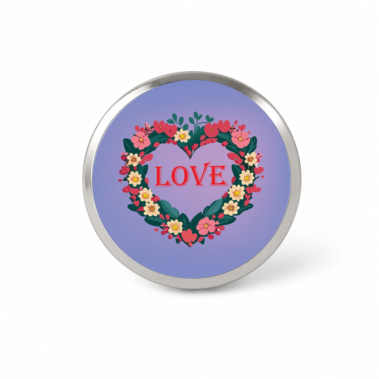 Flower Heart Love Wreath Floral Wedding Beautiful Novelty Hat Backpack Lapel Pin