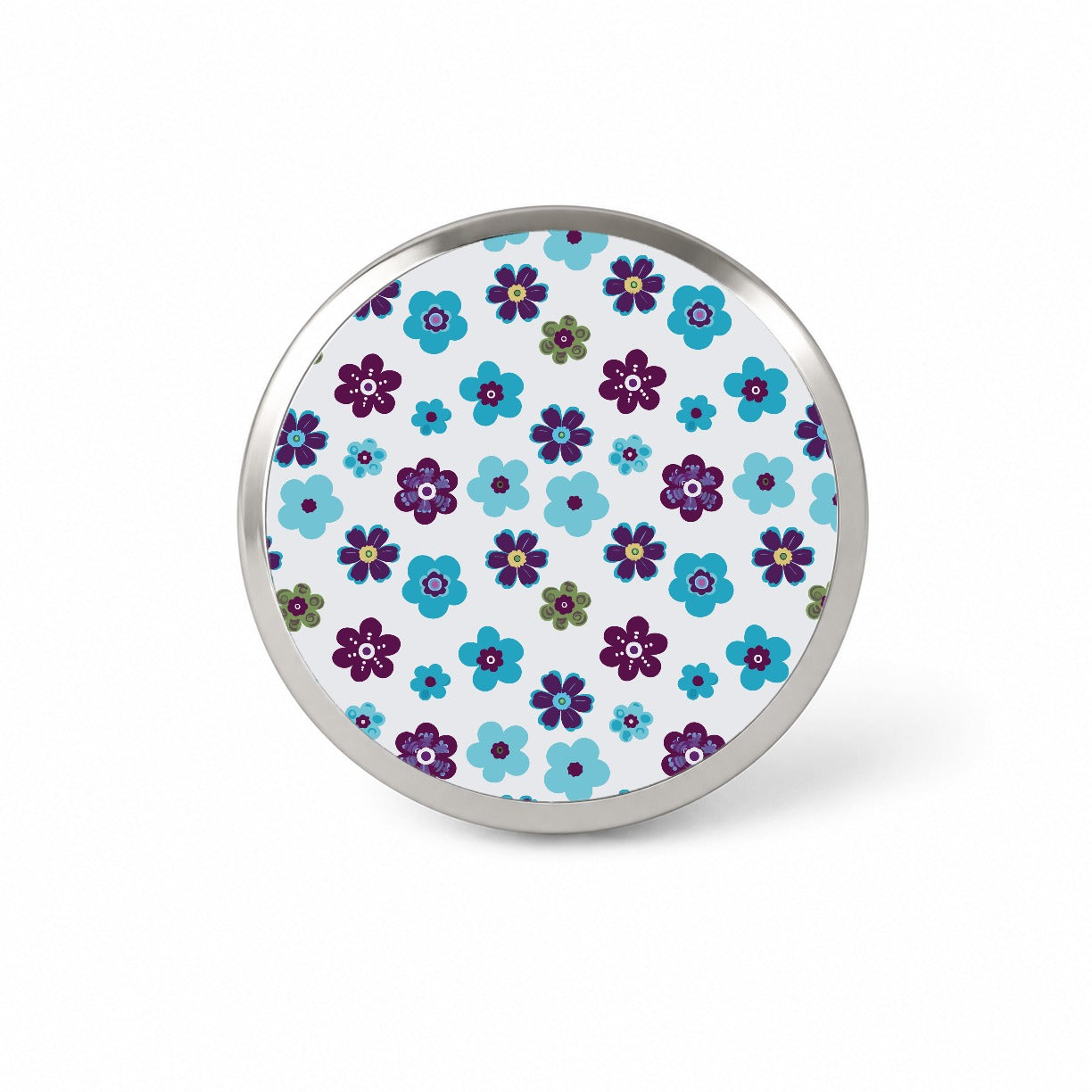 Flowers Blue Purple Cute Pattern Novelty Hat Backpack Lapel Pin