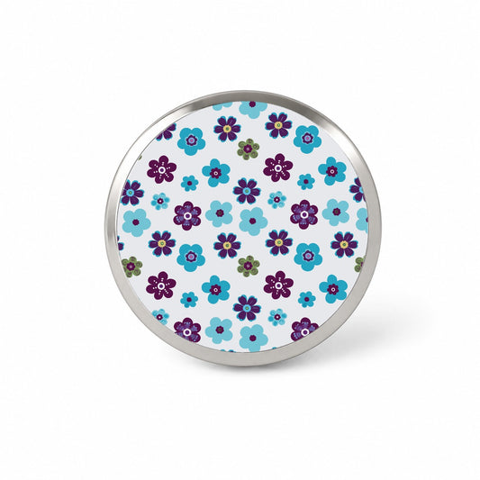 Flowers Blue Purple Cute Pattern Novelty Hat Backpack Lapel Pin