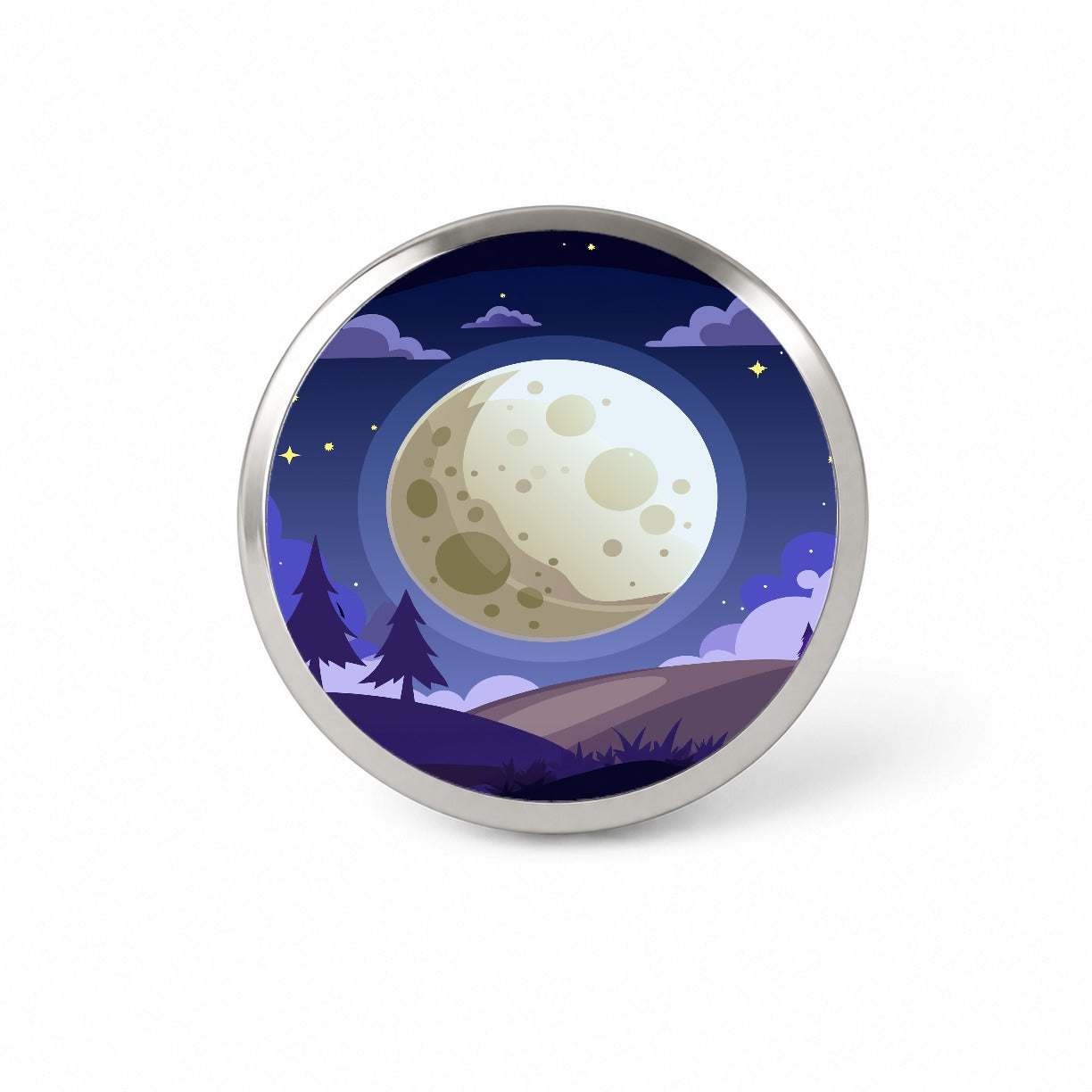 Full Moon at Night Novelty Hat Backpack Lapel Pin