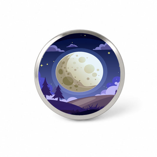 Full Moon at Night Novelty Hat Backpack Lapel Pin