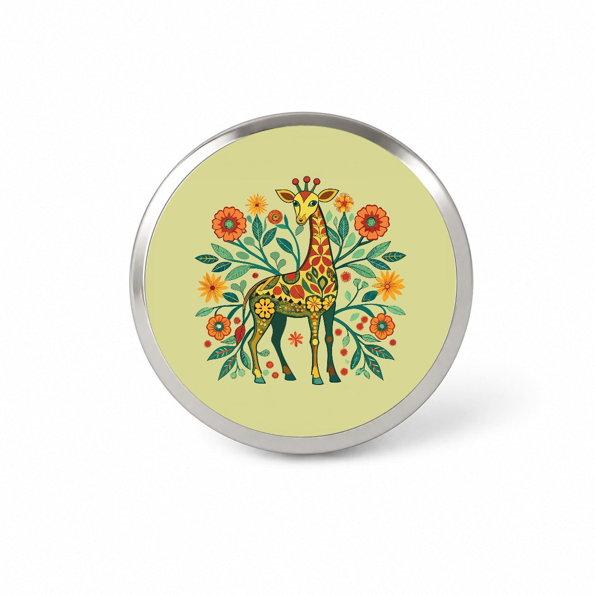 Giraffe Floral Art Nouveau Flowers Elegant Novelty Hat Backpack Lapel Pin