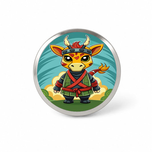 Giraffe Ninja Fighter Funny Novelty Hat Backpack Lapel Pin
