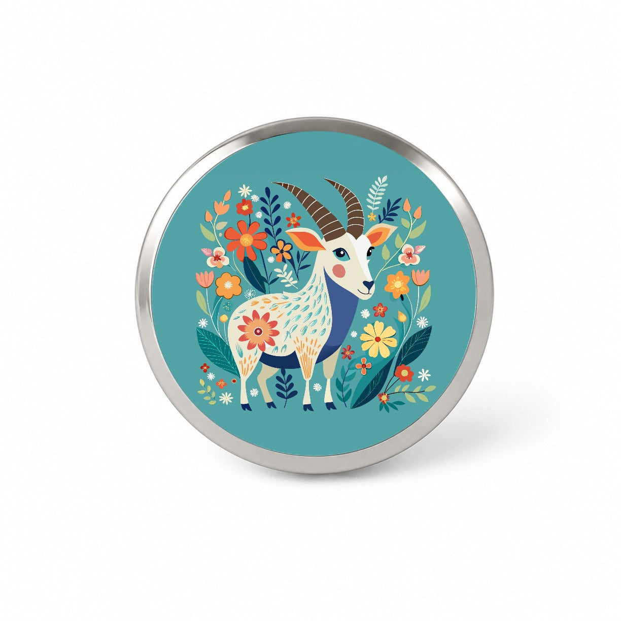 Goat Floral Flowers Novelty Hat Backpack Lapel Pin