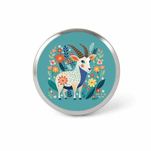 Goat Floral Flowers Novelty Hat Backpack Lapel Pin