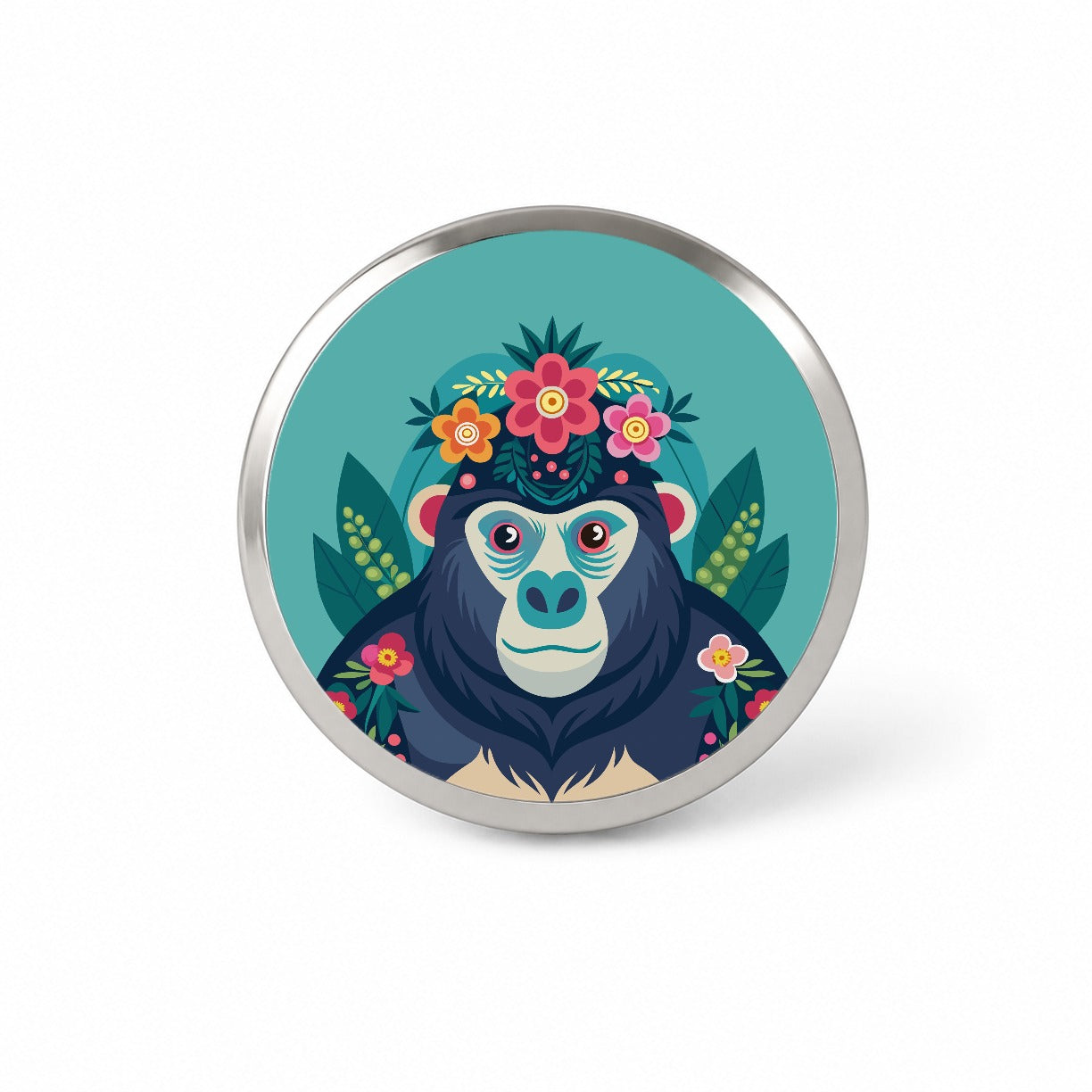 Gorilla Floral Flowers Novelty Hat Backpack Lapel Pin