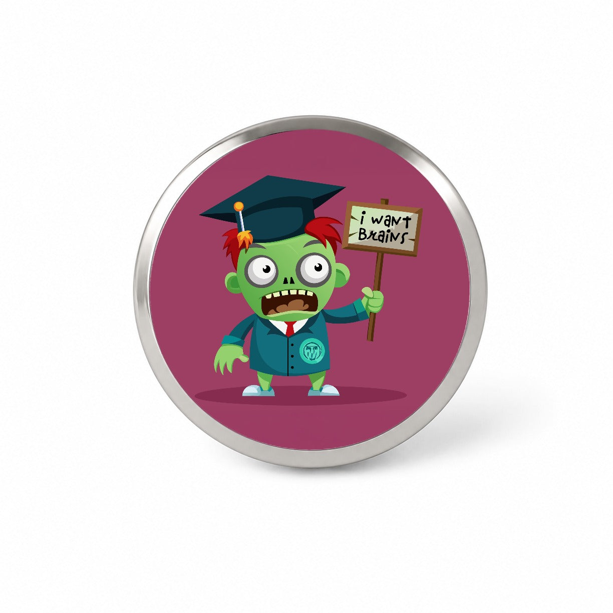 Graduate Zombie Graduation I Want Your Brains Novelty Hat Backpack Lapel Pin