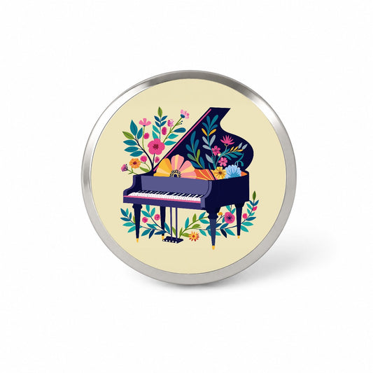 Grand Piano Music Floral Motif Novelty Hat Backpack Lapel Pin