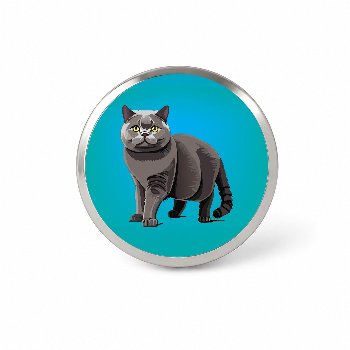 Gray British Shorthair Cat Novelty Hat Backpack Lapel Pin