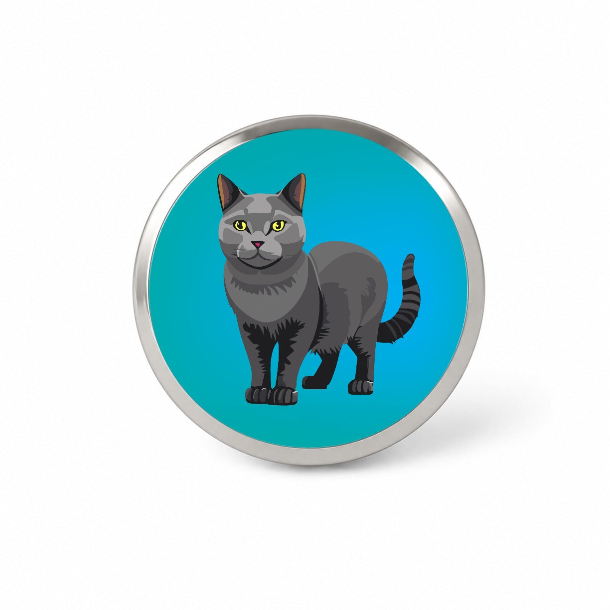 Gray Cat Standing Novelty Hat Backpack Lapel Pin