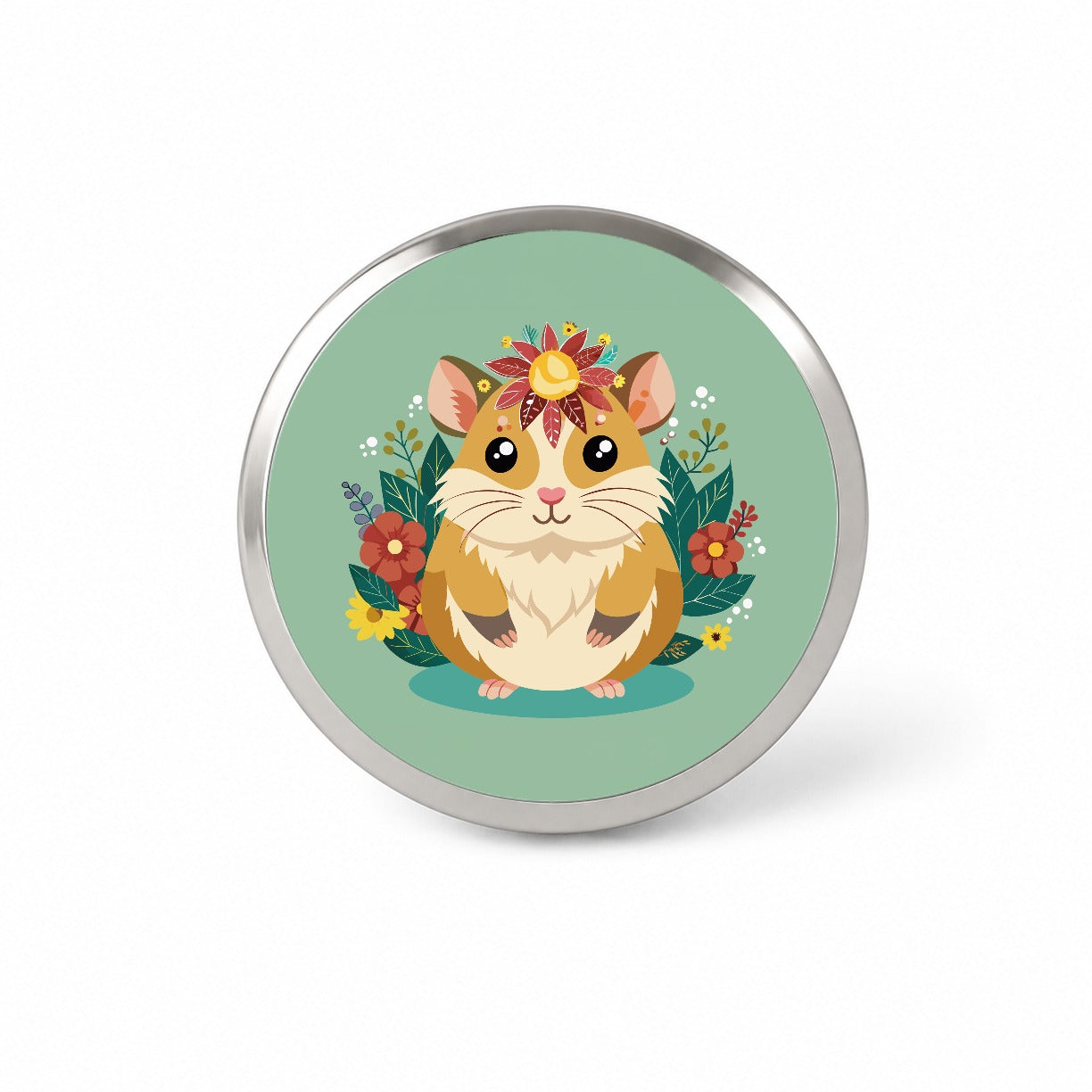 Hamster Floral Flowers Novelty Hat Backpack Lapel Pin
