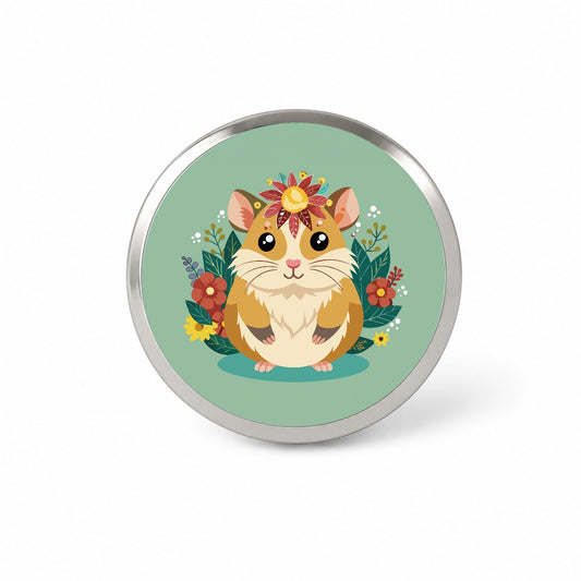 Hamster Floral Flowers Novelty Hat Backpack Lapel Pin