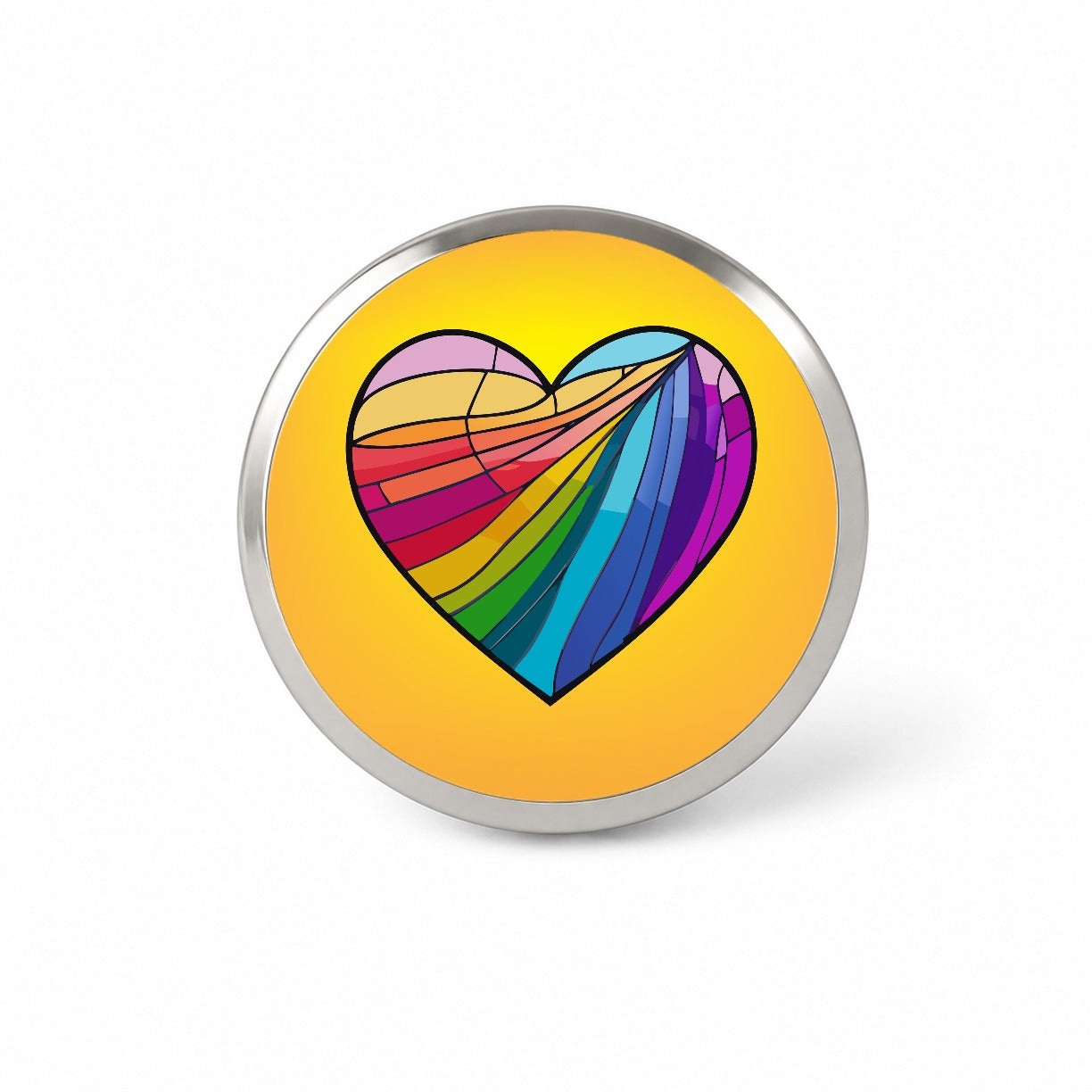 Heart Rainbow Stained Glass Love LGBTQ Novelty Hat Backpack Lapel Pin
