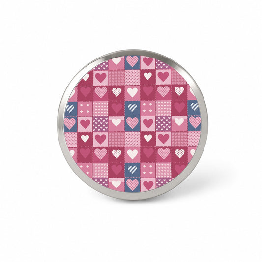 Hearts Quilt Valentines Day Anniversary Love Wedding Pattern Novelty Hat Backpack Lapel Pin