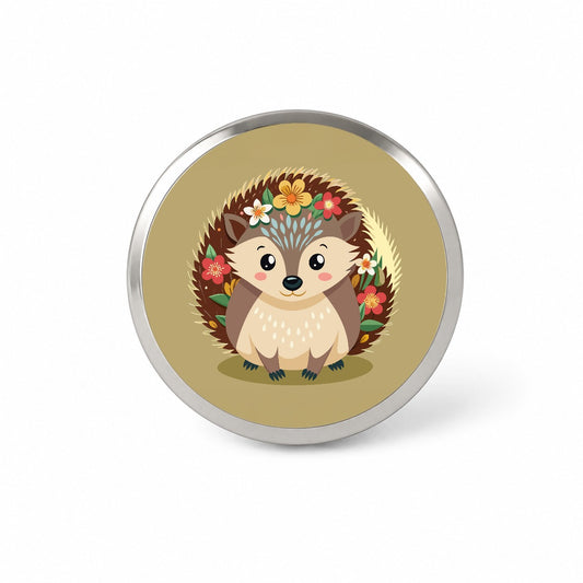 Hedgehog Floral Flowers Novelty Hat Backpack Lapel Pin