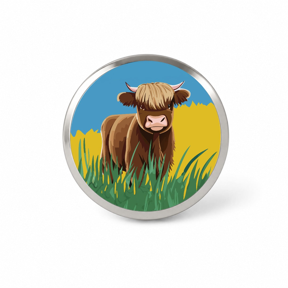 Highland Cow Scruffy Novelty Hat Backpack Lapel Pin