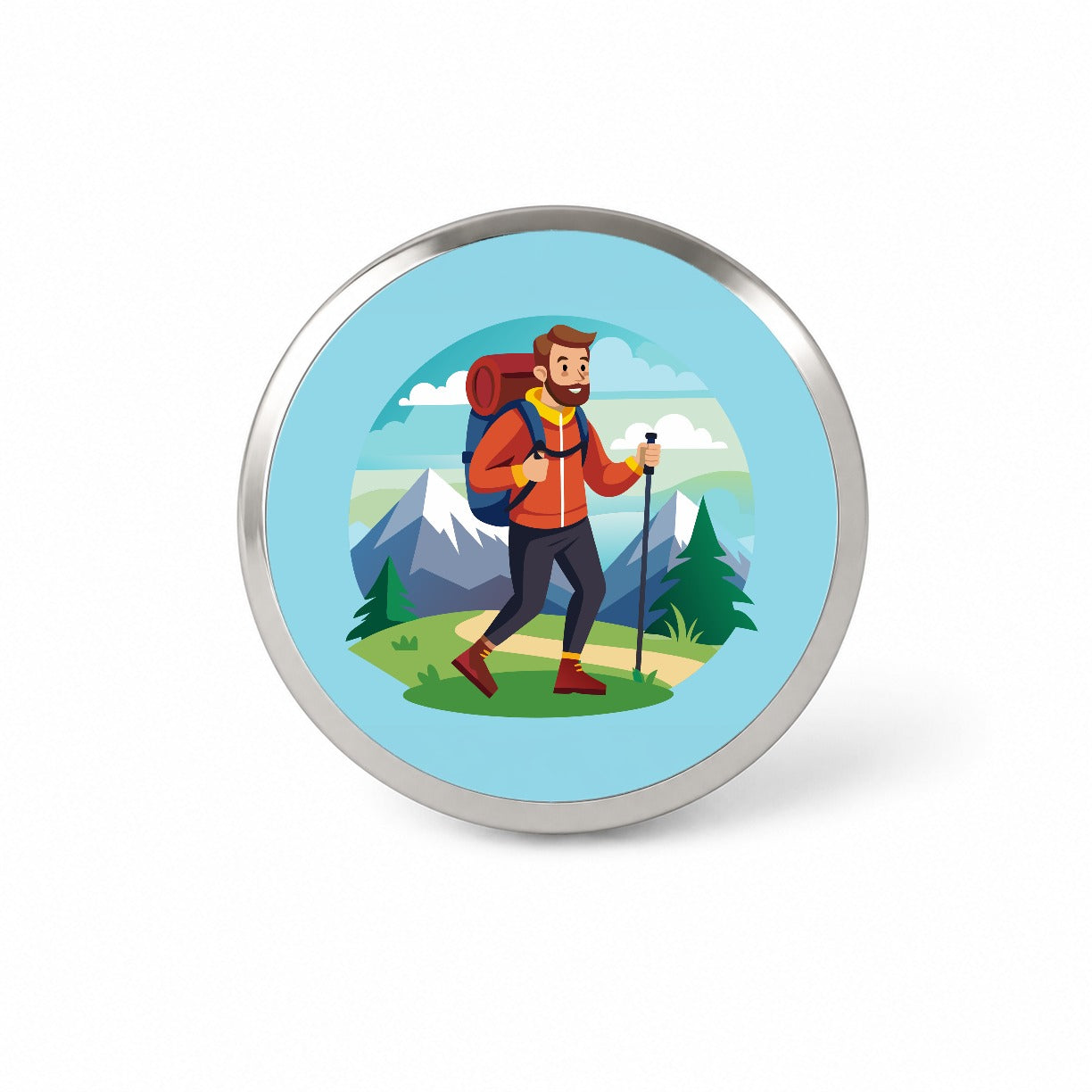 Hiker Hiking Backpacking Man Novelty Hat Backpack Lapel Pin