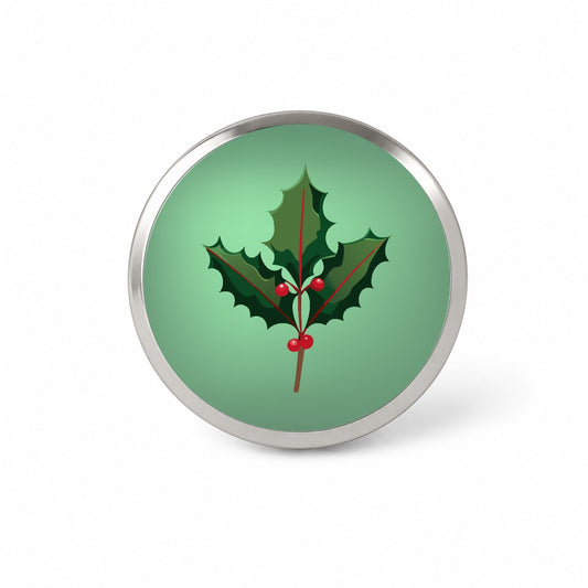 Holly Christmas Greenery Novelty Hat Backpack Lapel Pin