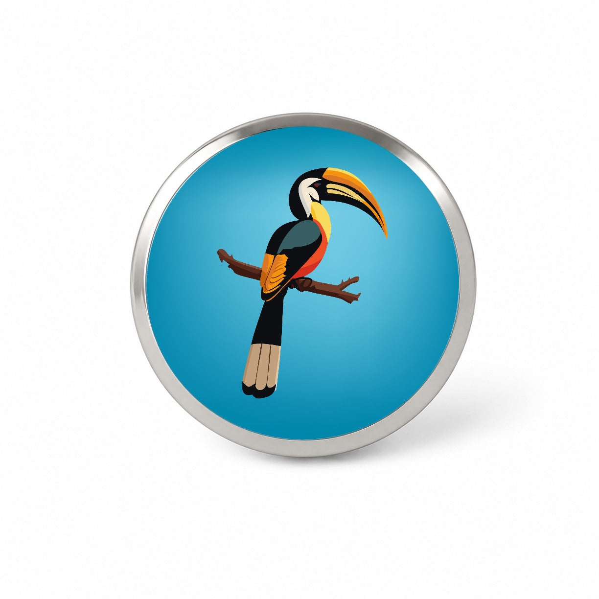 Hornbill Bird on Branch Novelty Hat Backpack Lapel Pin