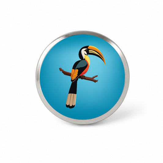 Hornbill Bird on Branch Novelty Hat Backpack Lapel Pin