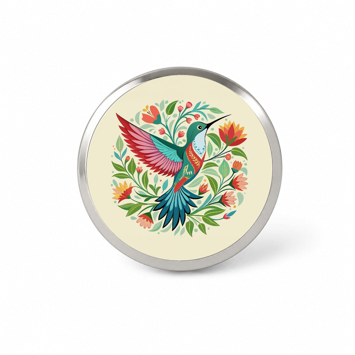Hummingbird Floral Flowers Novelty Hat Backpack Lapel Pin