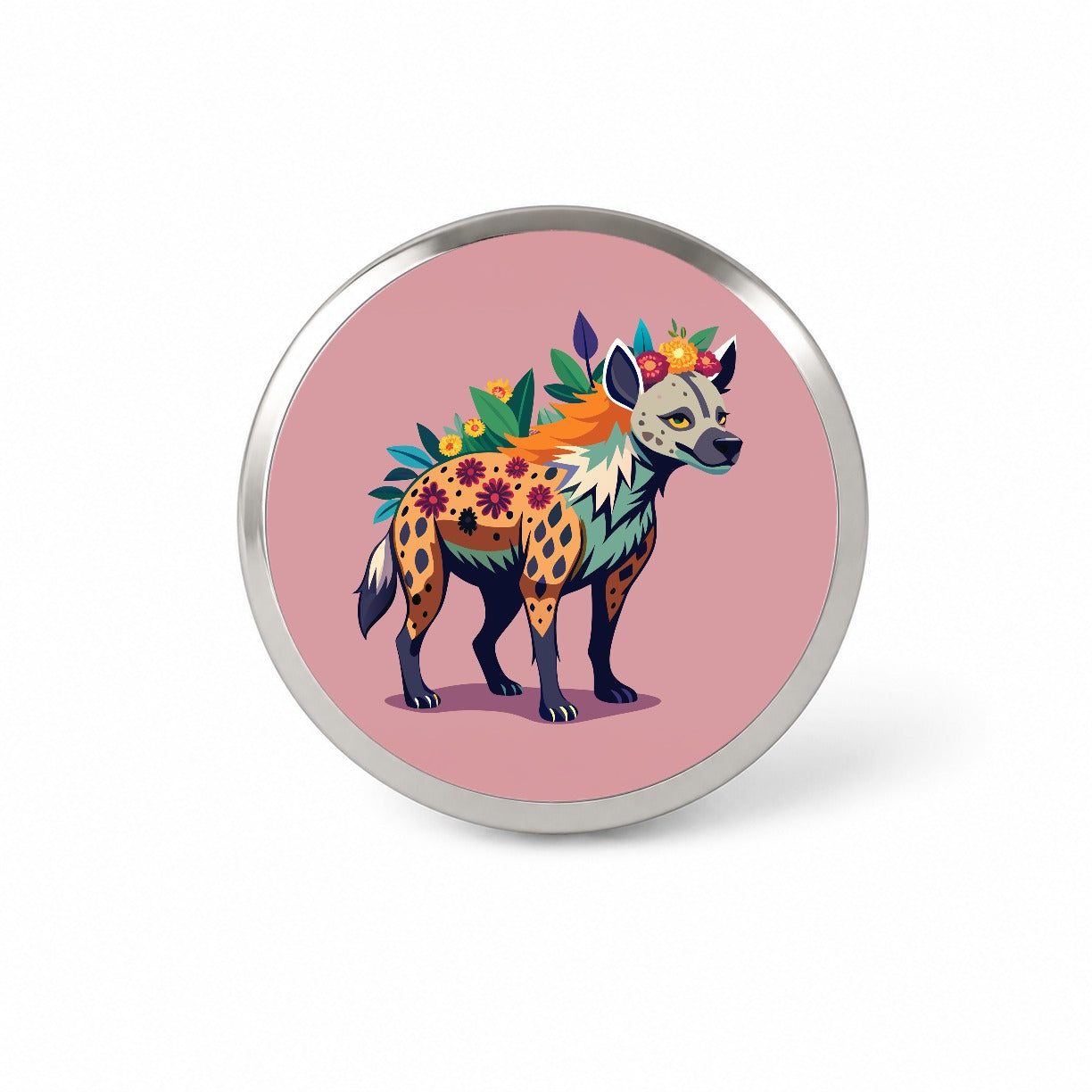 Hyena Floral Flowers Novelty Hat Backpack Lapel Pin
