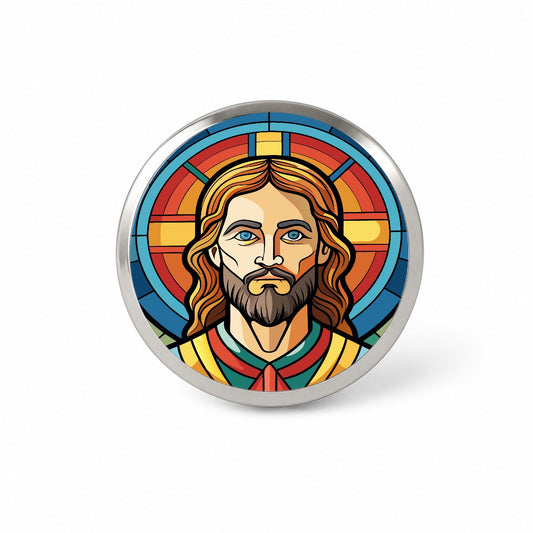Jesus Stained Glass Christian Religious Catholic Novelty Hat Backpack Lapel Pin