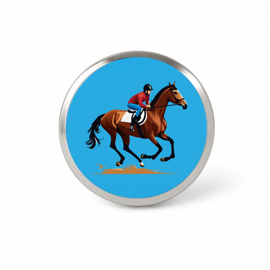 Jockey Riding Horse Racing Man Novelty Hat Backpack Lapel Pin