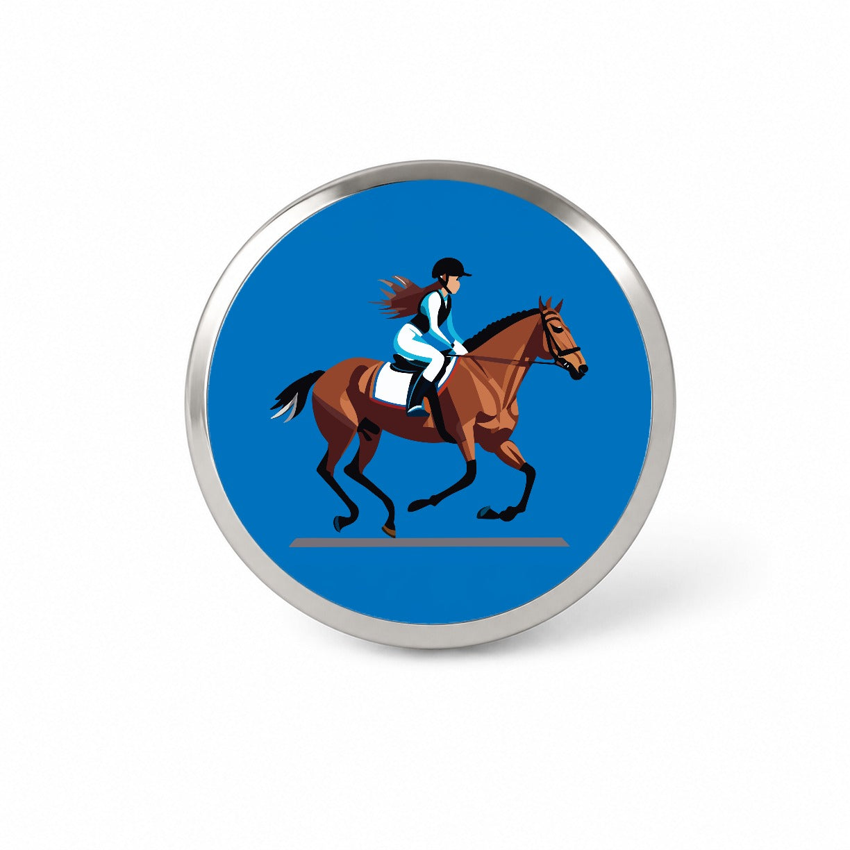 Jockey Riding Horse Racing Woman Novelty Hat Backpack Lapel Pin