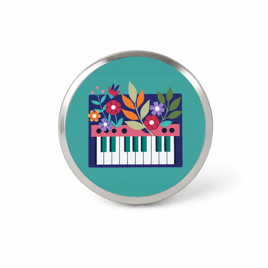 Keyboard Piano Music Floral Motif Novelty Hat Backpack Lapel Pin