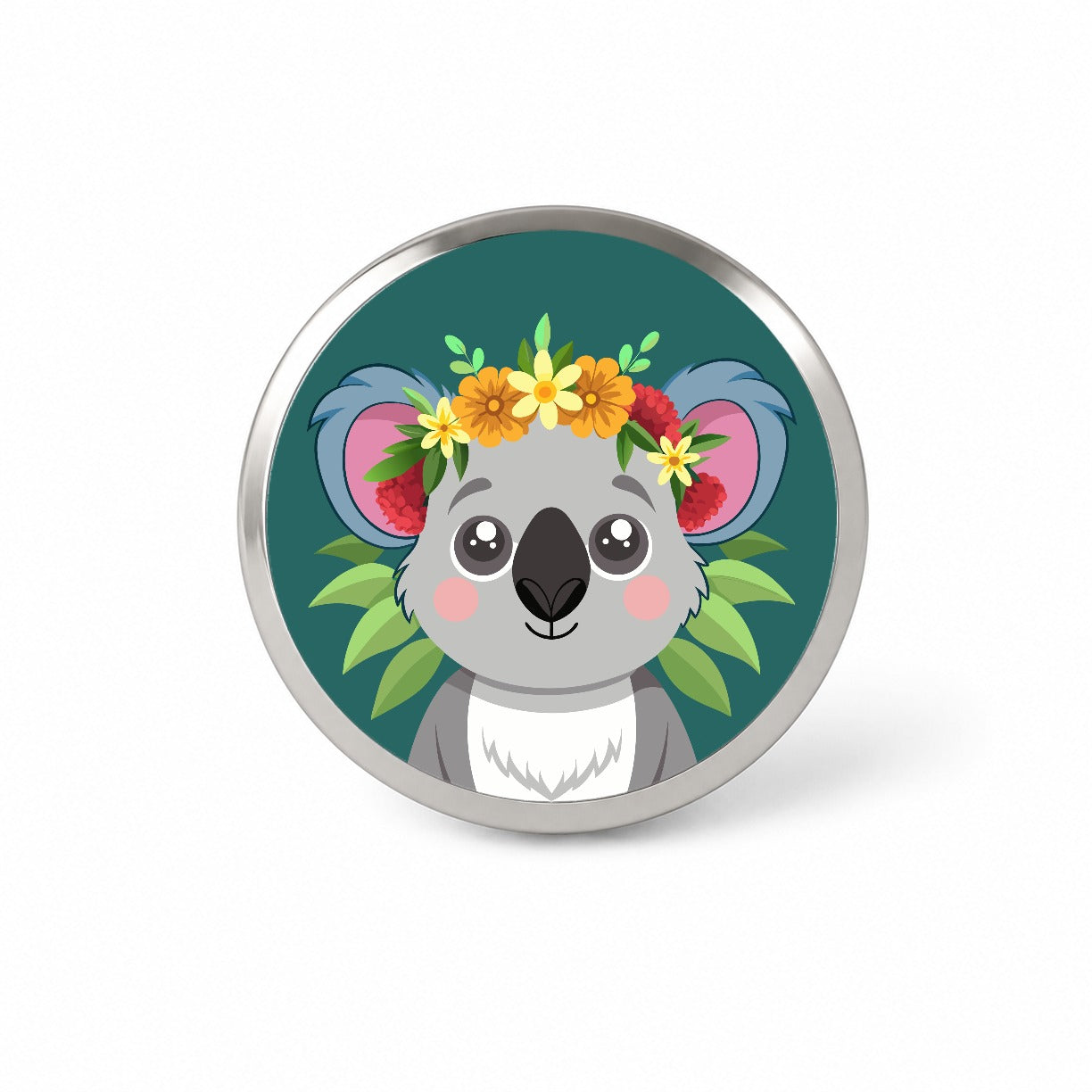 Koala Head Floral Flowers Novelty Hat Backpack Lapel Pin