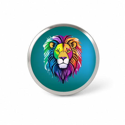 Lion Head Colorful Novelty Hat Backpack Lapel Pin