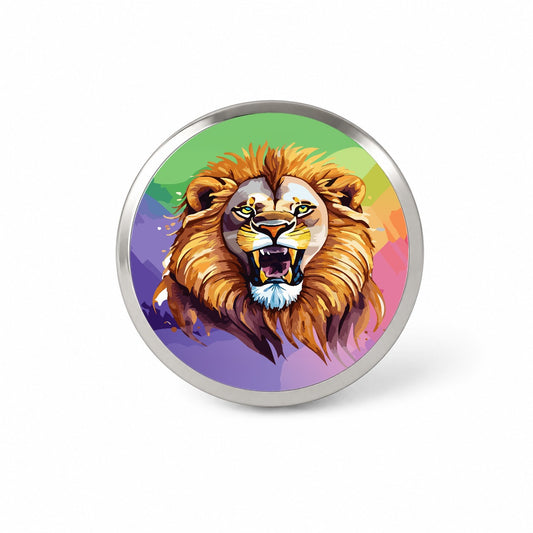 Lion Roaring Male Watercolor Novelty Hat Backpack Lapel Pin
