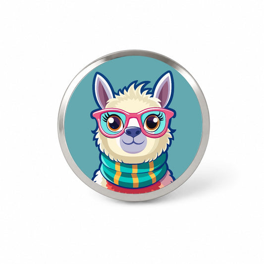 Llama Cute Wearing Glasses Novelty Hat Backpack Lapel Pin