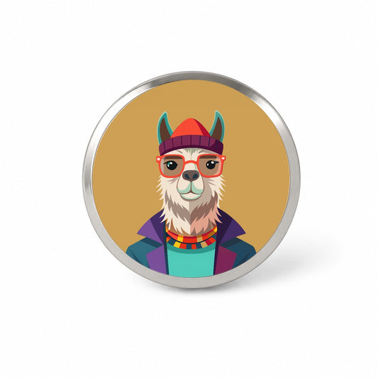 Llama Hipster Funny Wearing Glasses Hat Novelty Hat Backpack Lapel Pin