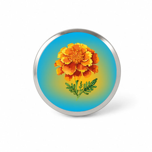 Marigold Flower Watercolor Orange Novelty Hat Backpack Lapel Pin