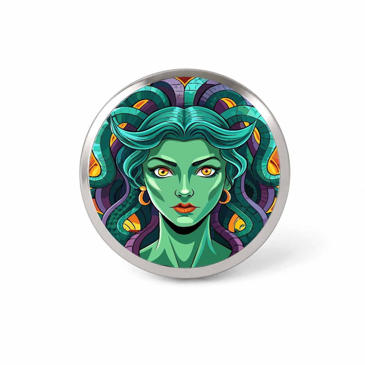 Medusa Gorgon Snake Hair Greek Mythology Novelty Hat Backpack Lapel Pin
