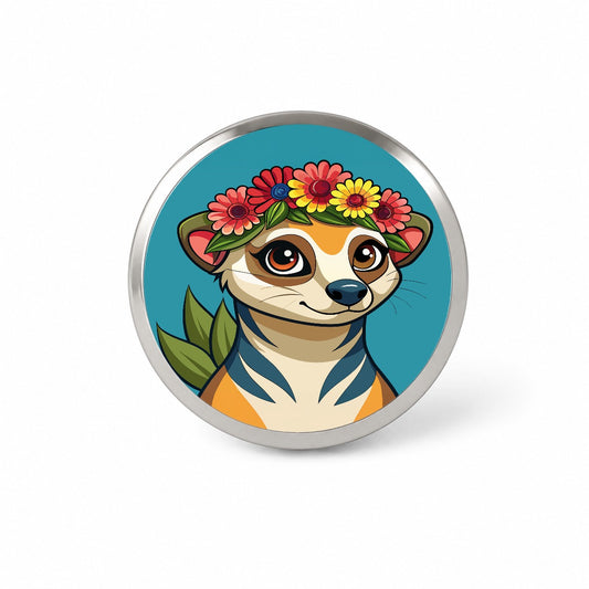 Meerkat Floral Flowers Novelty Hat Backpack Lapel Pin
